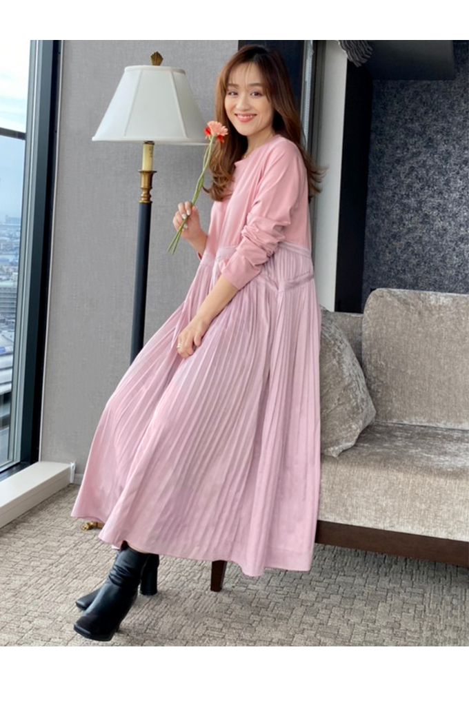 クロス切替プリーツワンピース【8d-831-02096】 クロス切替プリーツワンピース【8d-831-02096】