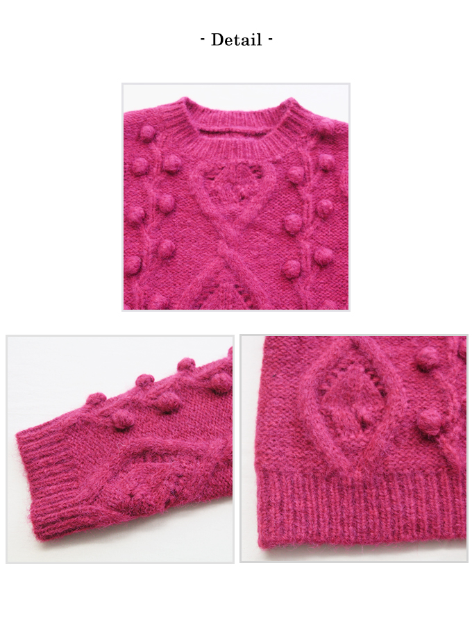 FURFUR ざっくり大人可愛い　ケーブルミックスセーター　ポンポン FURFUR ざっくり大人可愛い ケーブルミックスセーター ポンポン