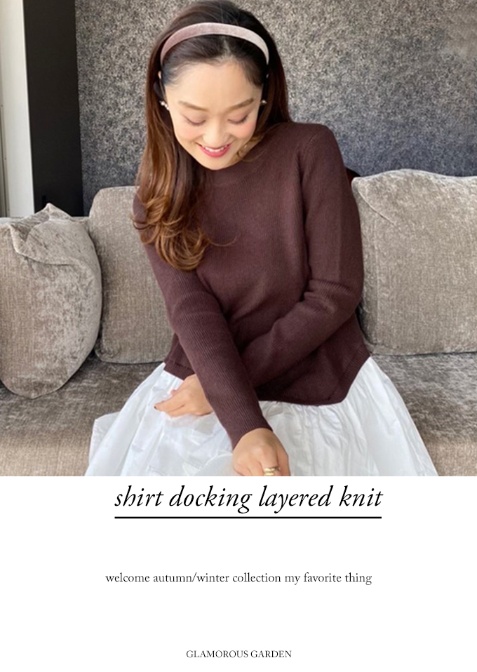 【りんさま専用】eimy シャツドッキングレイヤードニット シャツドッキングレイヤードニット(F GREY): TOPS