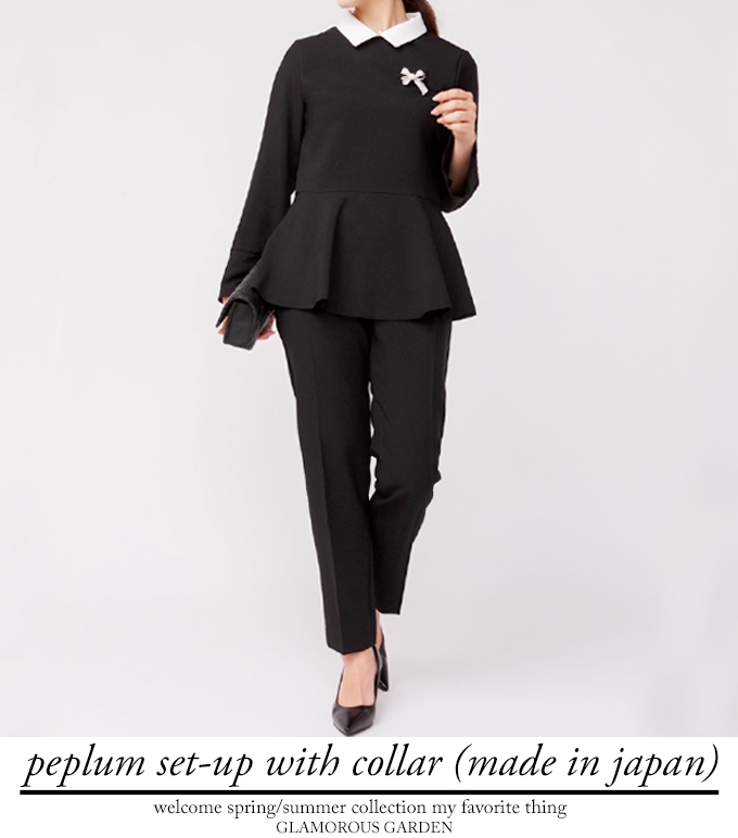 襟付きペプラムセットアップ【made in japan】【8a-146-03031】