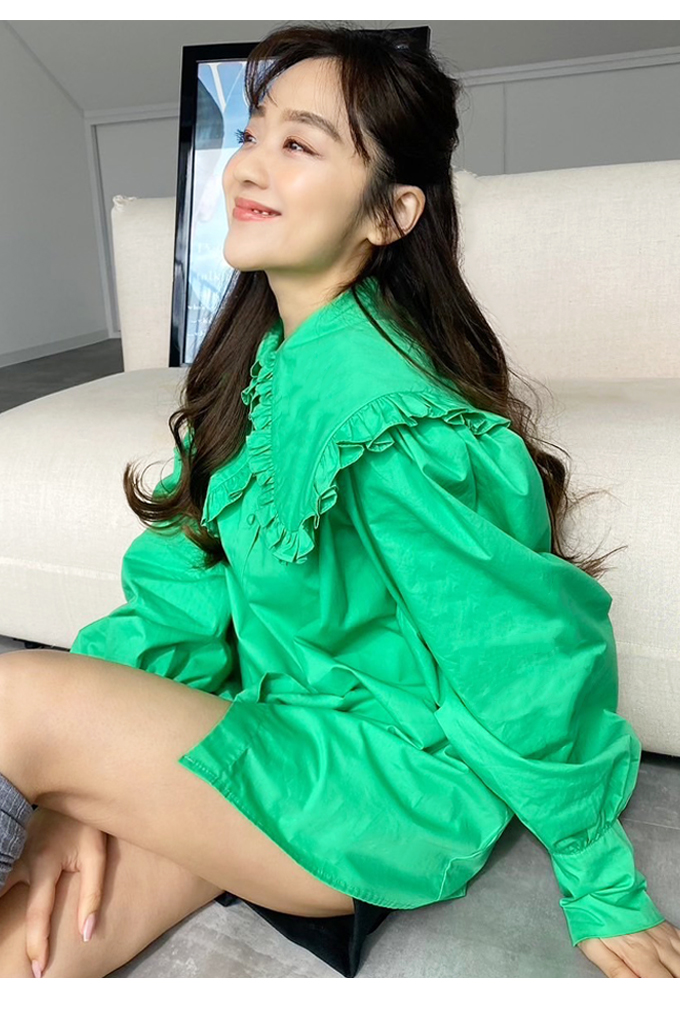 フリルビッグカラーブラウス【ネコポスOK】【7i-831-04015】 フリルビッグカラーブラウス【ネコポスOK】【7i-831-04015】