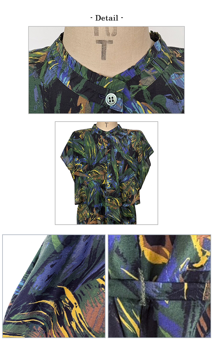 ボタニカルシルクワンピース【7g-174-01114】