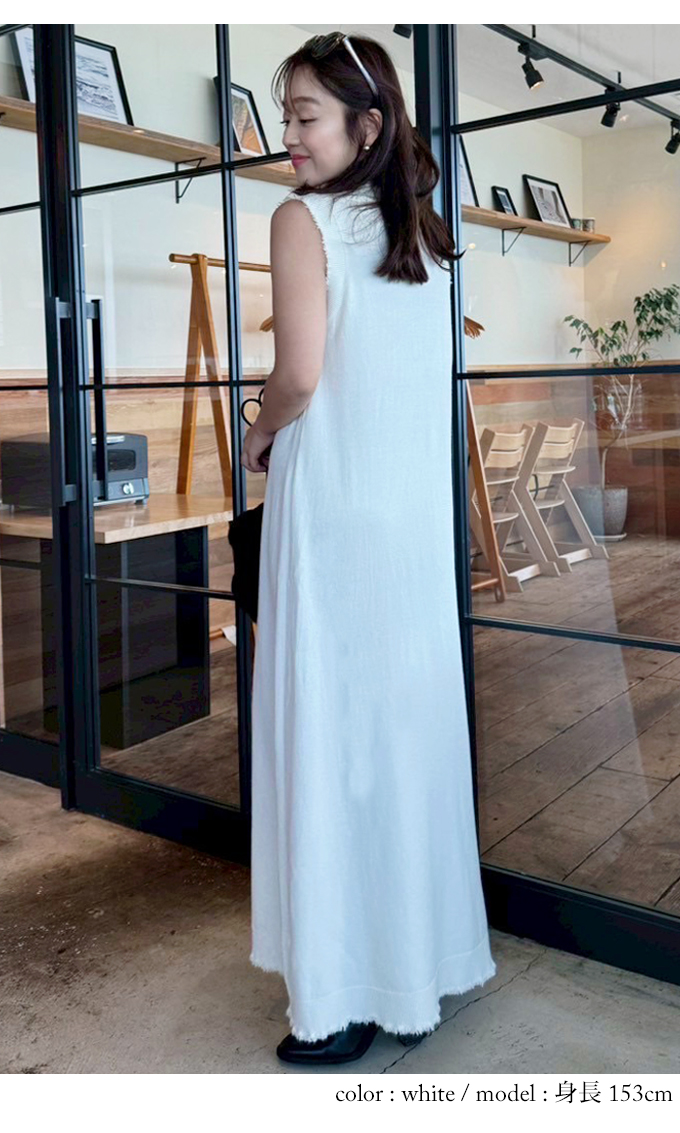 ナチュラルベーシックノースリーブワンピース【7f-831-05795】