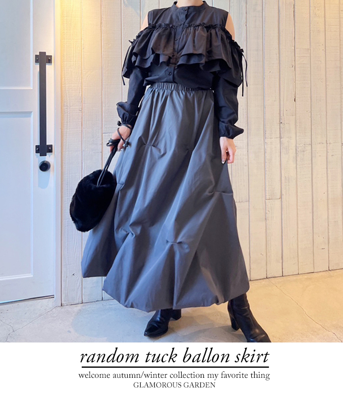 ランダムタックバルーンスカート【7f-831-05849】