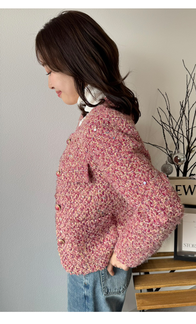 ノーカラーツイードJK【7f-831-06046】