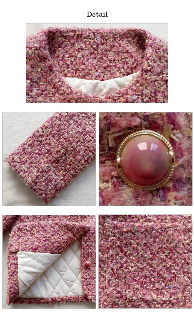 ノーカラーツイードJK【7f-831-06046】