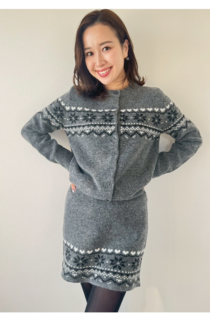 ノルディック柄ニットセットアップ【7f-831-06039】