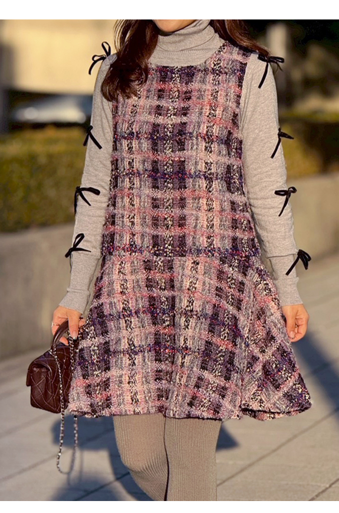 ミックスツイードワンピース【7f-831-06095】