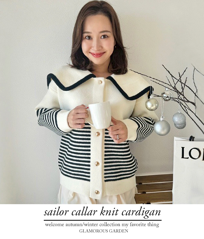 セーラーカラーニットカーデ【7f-831-06033】