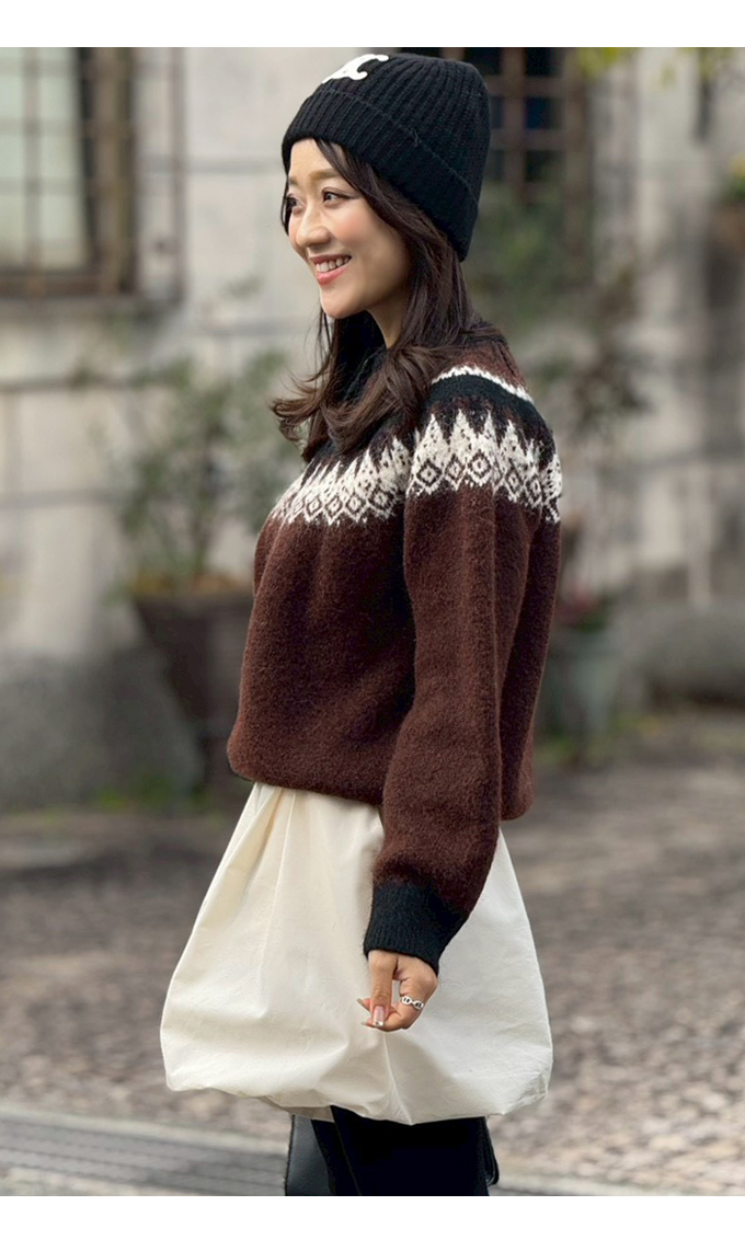 Cristaseya ノルディック柄オーバーサイズニット CristaSeya(クリスタセヤ) | オーバーサイズ マウンテンニット