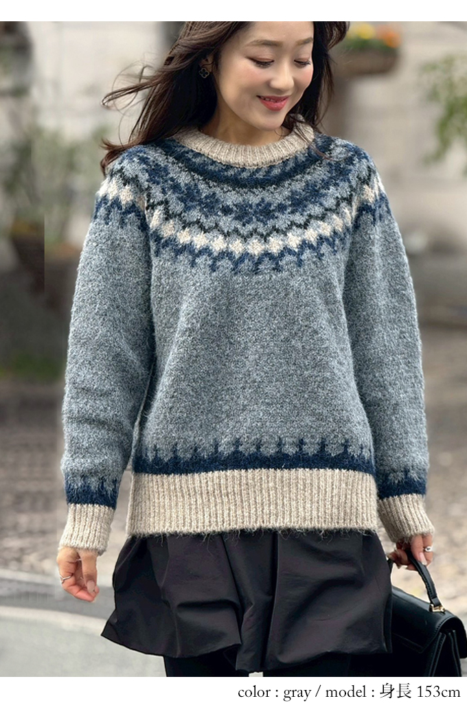 ノルディック柄ニット【7f-831-06097】