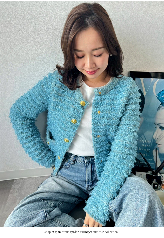 リボンヤーンループニットJK【7e-831-06122】