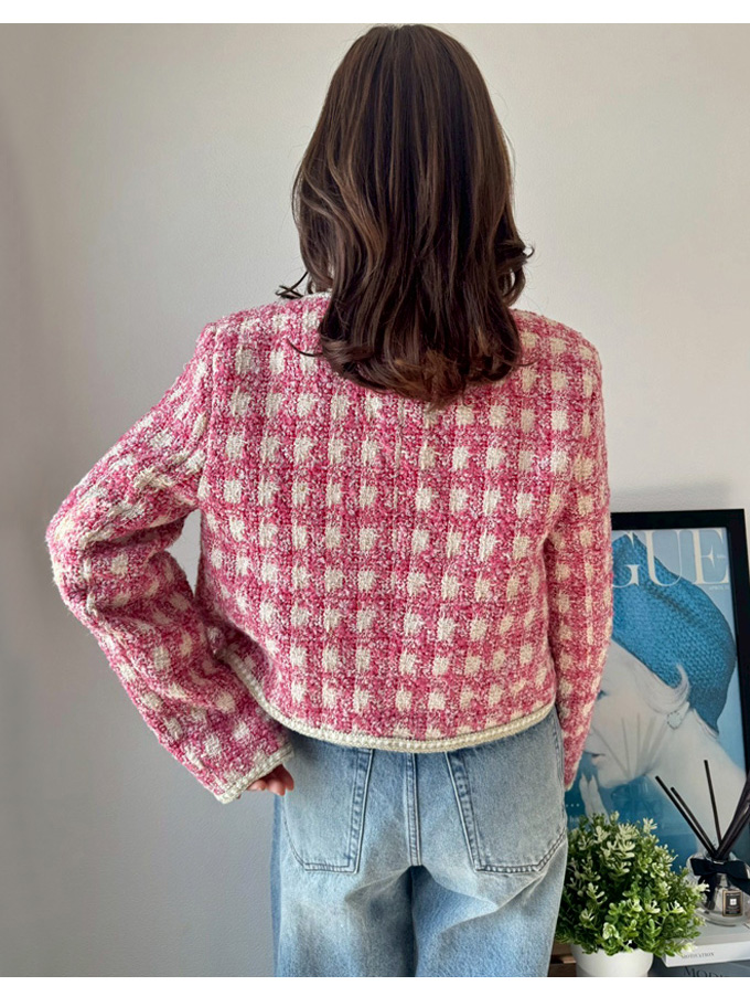 クラシカルツイードチェックジャケット【7e-831-06138】